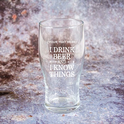 I Drink Beer and I Know Things Pint Glass in Gift Box